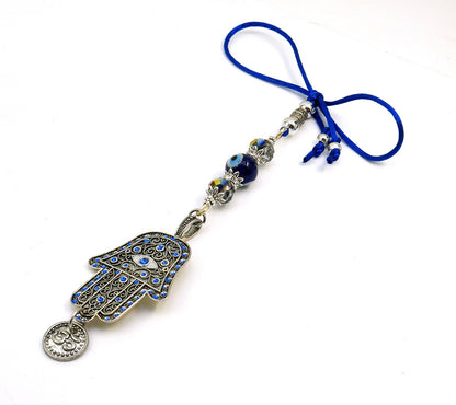 Evil Eye Protection | Hamsa Hand | Hand of Fatima | OM | Glass Bead | Car Rearview Mirror Ornament | Good Luck | Numerology |Positive Vibes