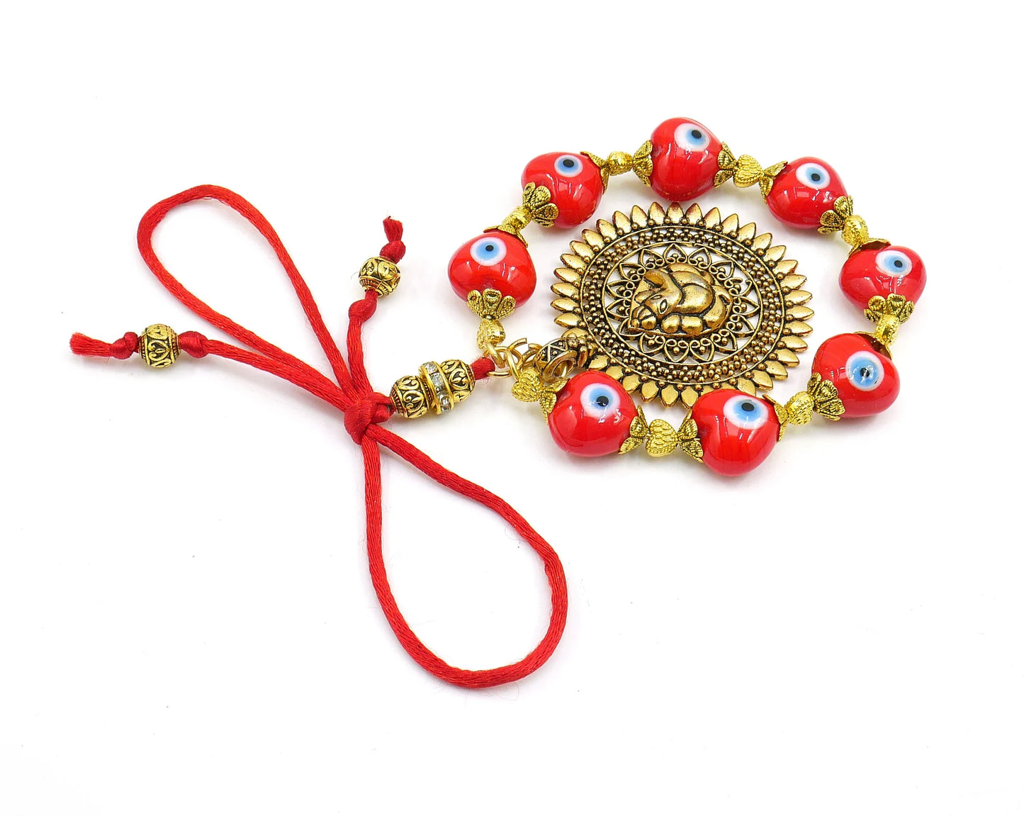 Ganesha | Evil Eye Protection | Car Rearview Mirror Ornament | Good Luck | Happiness | Good Fortune | Success | Prosperity