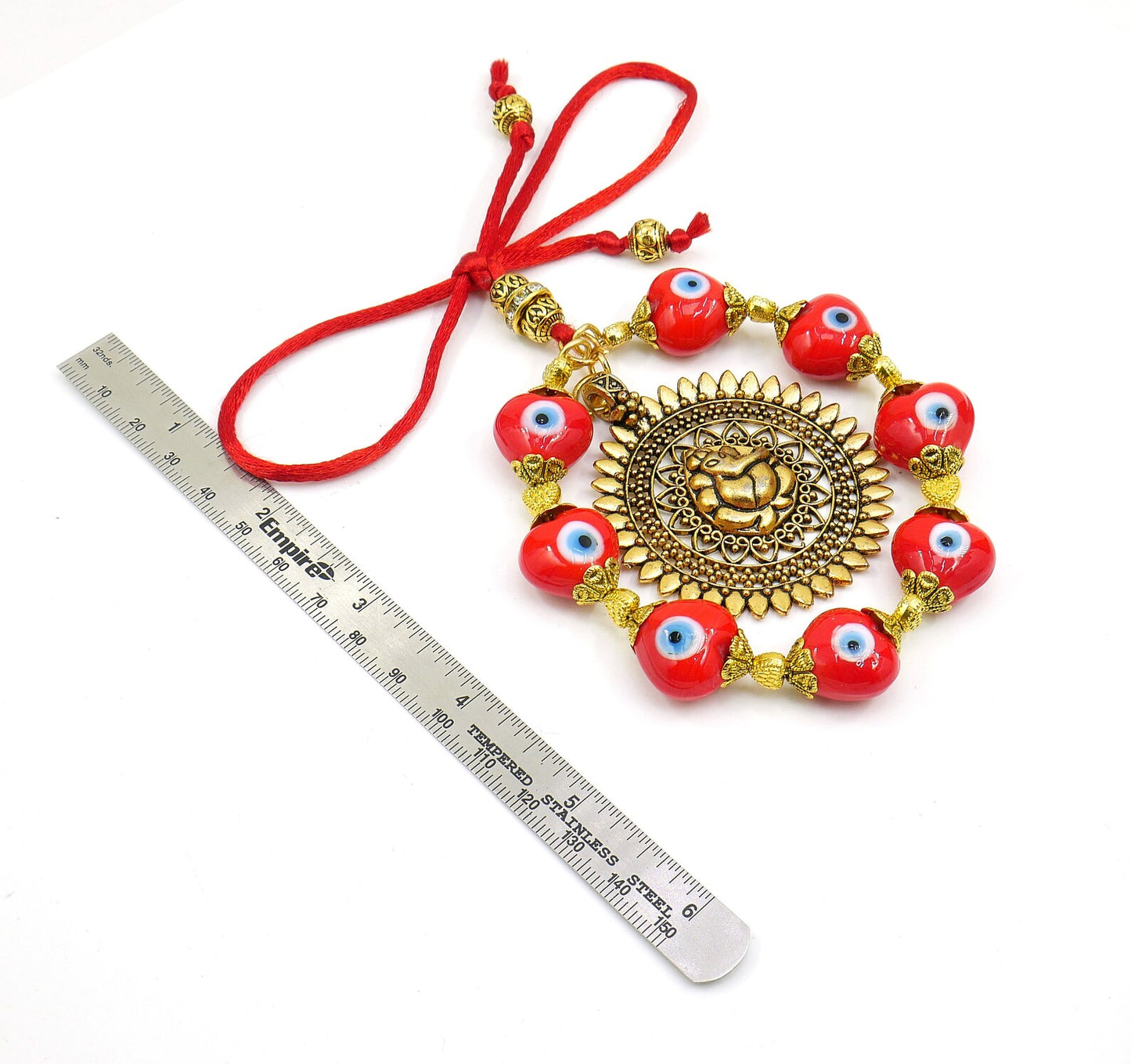 Ganesha | Evil Eye Protection | Car Rearview Mirror Ornament | Good Luck | Happiness | Good Fortune | Success | Prosperity