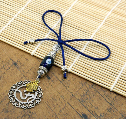 OM | Hamsa Hand | Evil Eye Protection | Car Rearview Mirror Ornament | Good Luck | Positive Vibrations