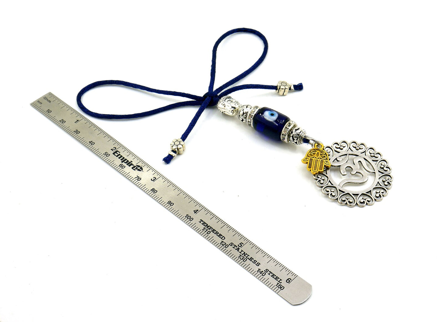 OM | Hamsa Hand | Evil Eye Protection | Car Rearview Mirror Ornament | Good Luck | Positive Vibrations