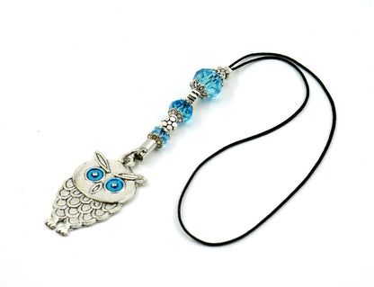 Owl | Evil Eye Protection | Bag Backpack Cellphone Case Charm Ornament | Good Luck | Positive Vibes | Intuition Power | Inner Wisdom