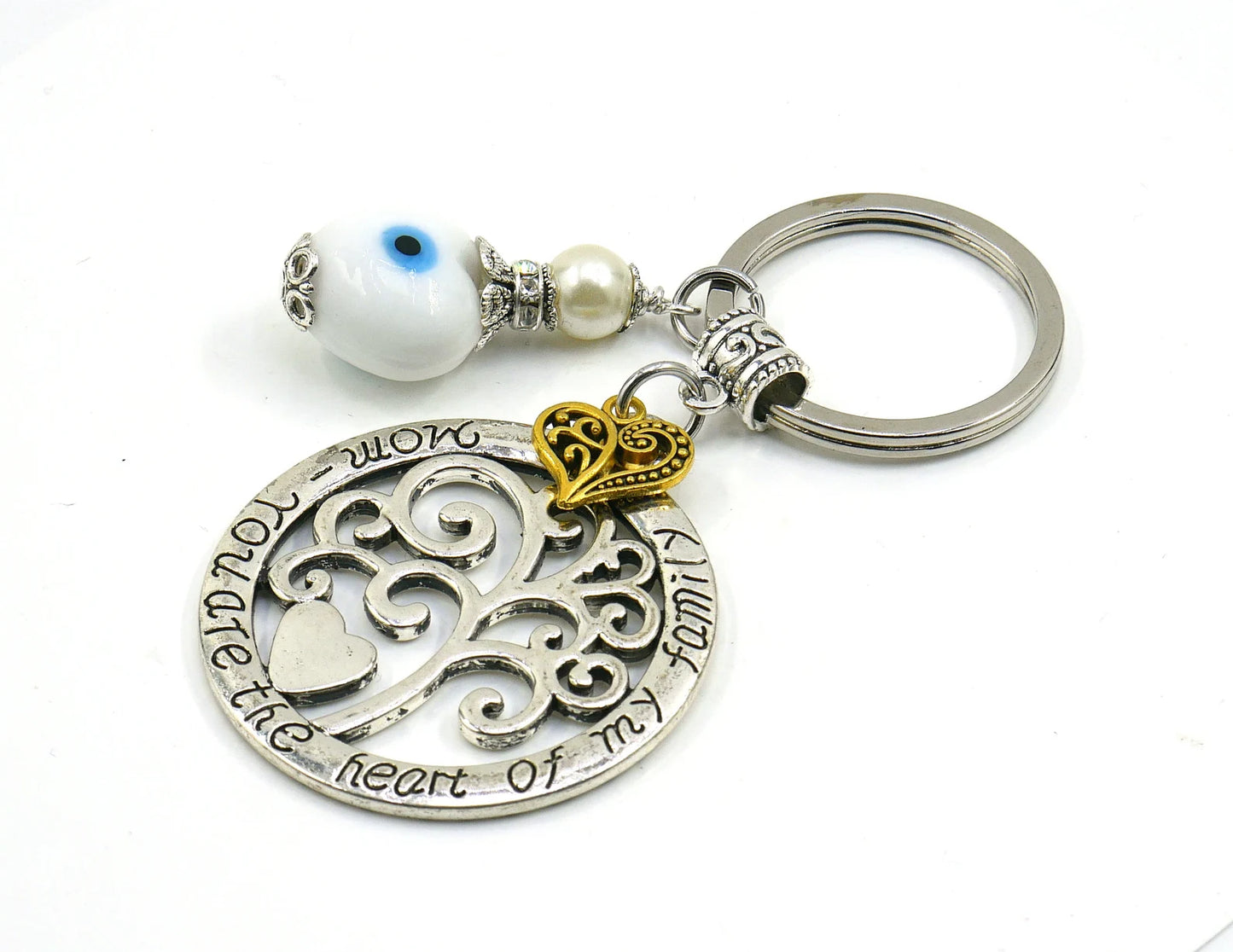 Evil Eye Protection for Mom, Mom Gratitude & Respect Keychain/Christmas , Thank you Mom Gift For Mom from Daughter and Son, I love you Mom.