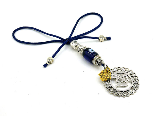 OM | Hamsa Hand | Evil Eye Protection | Car Rearview Mirror Ornament | Good Luck | Positive Vibrations