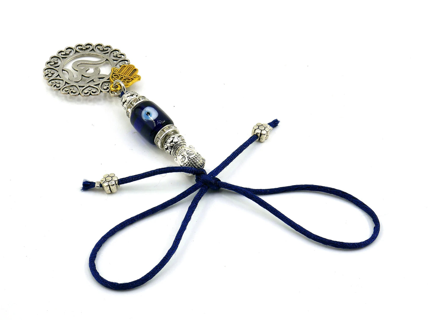 OM | Hamsa Hand | Evil Eye Protection | Car Rearview Mirror Ornament | Good Luck | Positive Vibrations