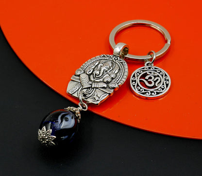 D Divine Lord Ganesha Evil Eye Key Ring/ Key Chain for Buri Nazar/Buri Drishti /Negative Vibes Protection-Evil Eye Protection Key Ring