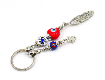 d Evil Eye Protection Angel's Wing & Cute Angel Key Ring, Angel Protection Key Ring