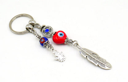 d Evil Eye Protection Angel's Wing & Cute Angel Key Ring, Angel Protection Key Ring