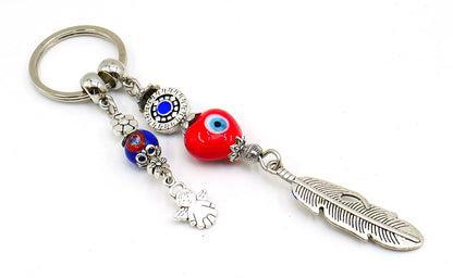 Evil Eye Protection, Silver Lucky Elephant Charms Key Ring-Elephant Key Chain for Good Luck and Fortune Prosperity Success Mental Strength