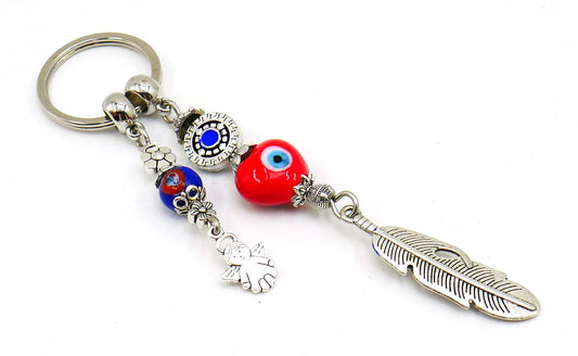 Evil Eye Protection, Silver Lucky Elephant Charms Key Ring-Elephant Key Chain for Good Luck and Fortune Prosperity Success Mental Strength