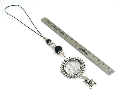 Mahadev Trishul & Shiva Locket Charms Car Hanging, Shiva Trishul Evil Eye Protection Black Evil Eye Protection Natural Black Beads Hanging