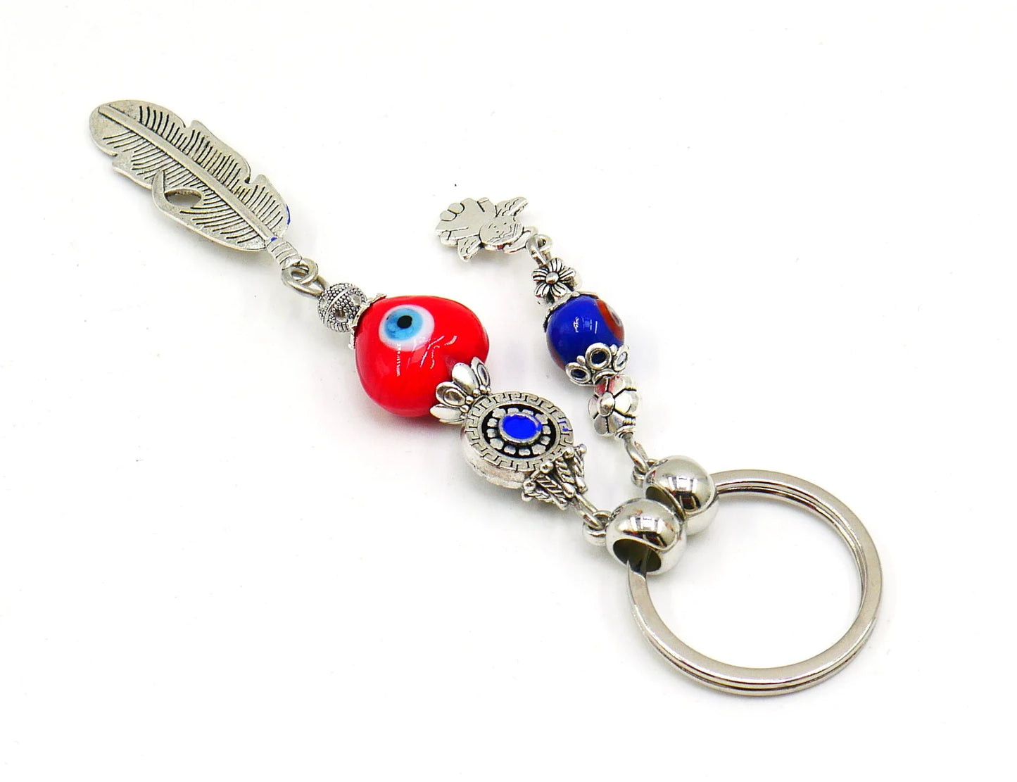 d Evil Eye Protection Angel's Wing & Cute Angel Key Ring, Angel Protection Key Ring