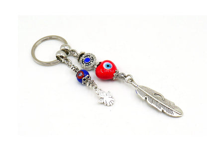 d Evil Eye Protection Angel's Wing & Cute Angel Key Ring, Angel Protection Key Ring