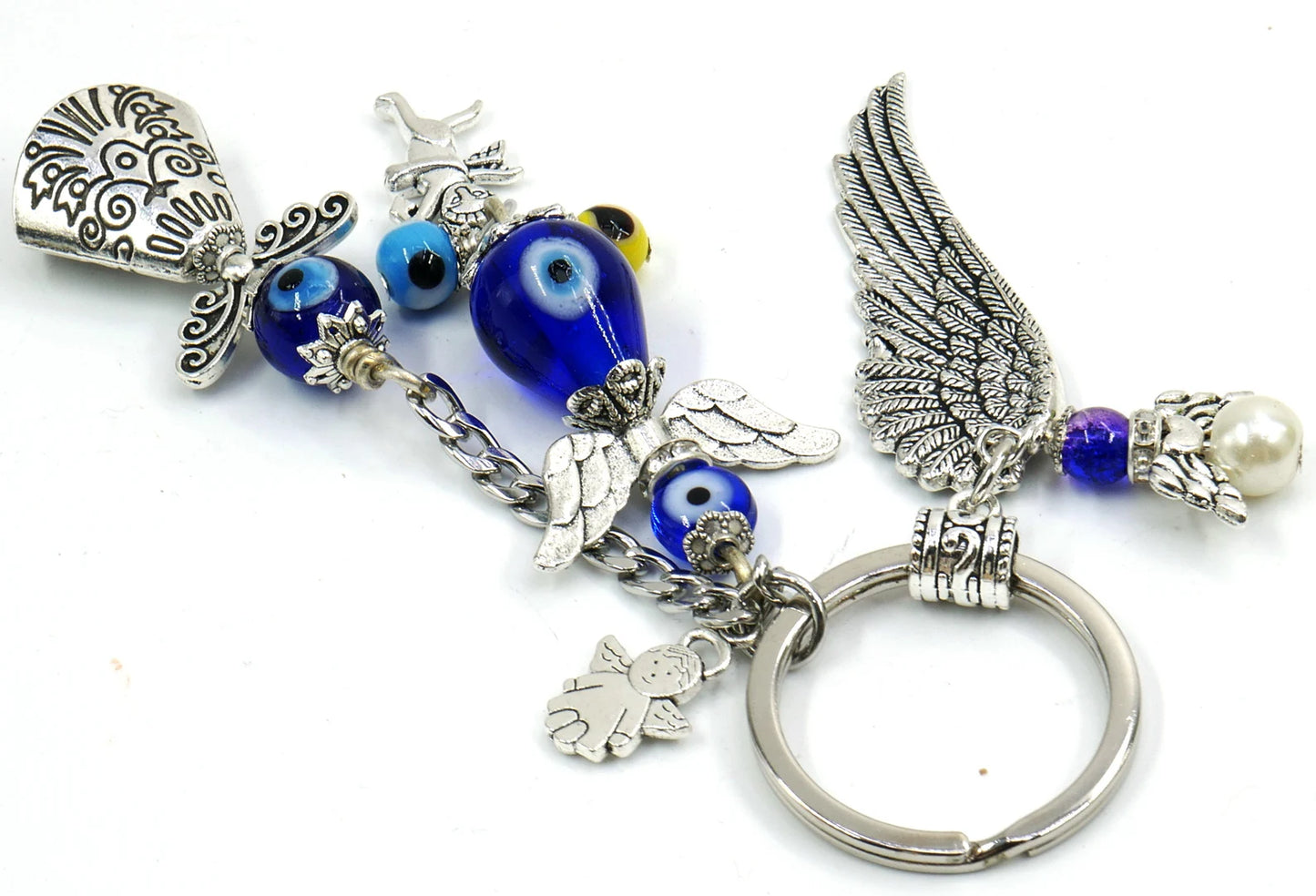 Angel, Guardian & Fairy Evil Eye Protection Key Ring, Good Luck Angel/Guardian Protection Key Ring,New Car/New Home Protection Gifting Idea