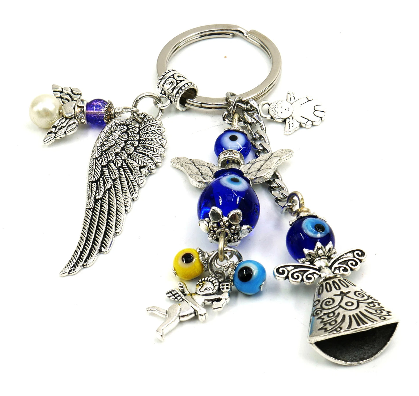 Angel, Guardian & Fairy Evil Eye Protection Key Ring, Good Luck Angel/Guardian Protection Key Ring,New Car/New Home Protection Gifting Idea