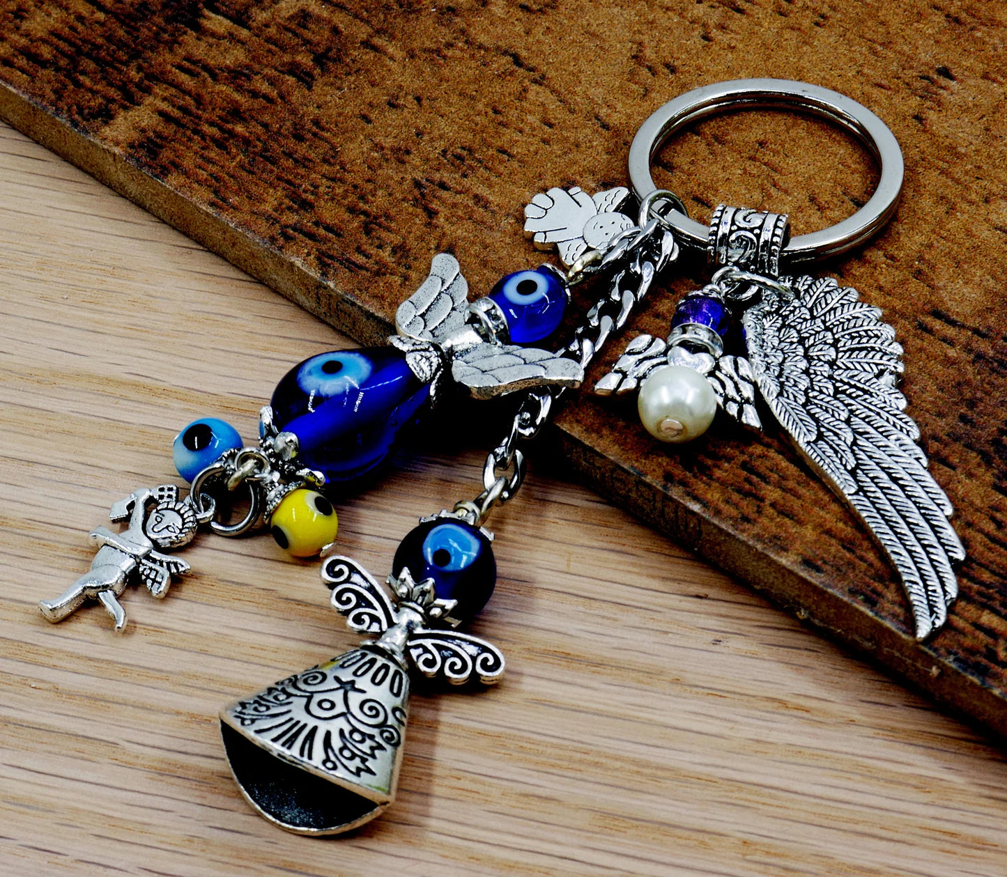 Angel, Guardian & Fairy Evil Eye Protection Key Ring, Good Luck Angel/Guardian Protection Key Ring,New Car/New Home Protection Gifting Idea