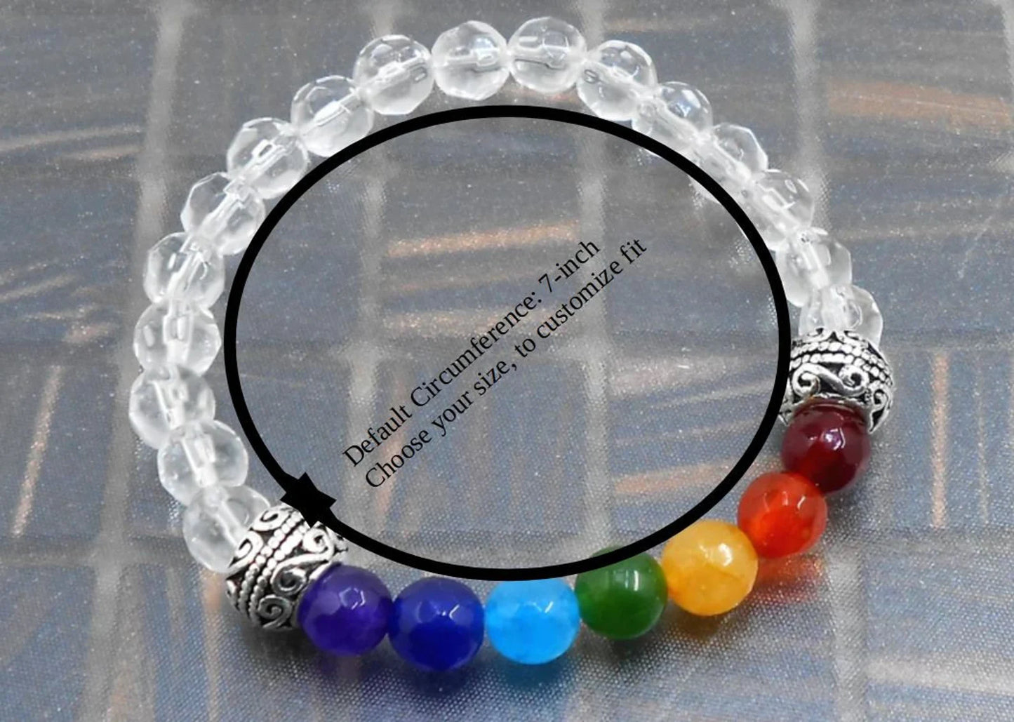 Seven Chakra Stones | Quartz Crystal Stones Stretchable Bracelet for Unisex | 7 Chakra Natural Stone Beads Bracelet for Unisex