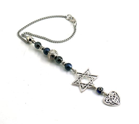 Evil Eye Protection | Star of David protection Amulet | Endless Knot Star of David for Blessing Good Luck Protection Hanging for Home or Car