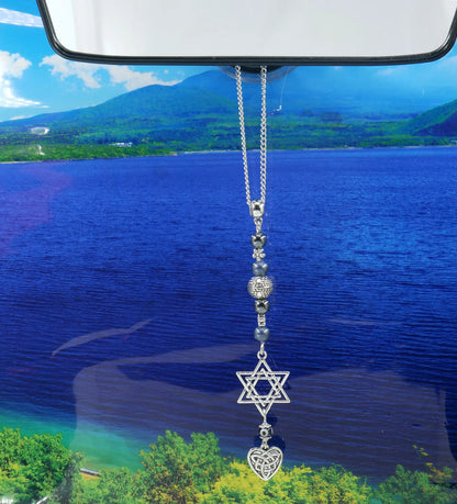 Evil Eye Protection | Star of David protection Amulet | Endless Knot Star of David for Blessing Good Luck Protection Hanging for Home or Car