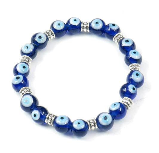 Evil Eye Protection |Evil Eye Blue Bead Stretchable Bracelet | Unisex | Good Luck | Positive Vibes | Positive Vibration