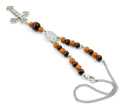 Holy Cross Pendant | Natural Wooden & Acrylic Cross Bead Hanging | Car Rearview Mirror Ornament | Blessings | Faith | Hope