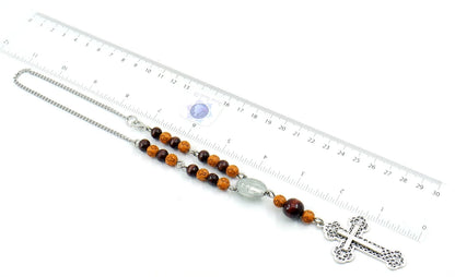 Holy Cross Pendant | Natural Wooden & Acrylic Cross Bead Hanging | Car Rearview Mirror Ornament | Blessings | Faith | Hope