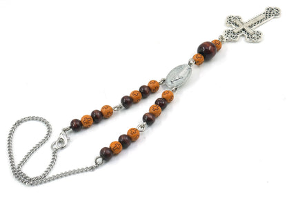 Holy Cross Pendant | Natural Wooden & Acrylic Cross Bead Hanging | Car Rearview Mirror Ornament | Blessings | Faith | Hope