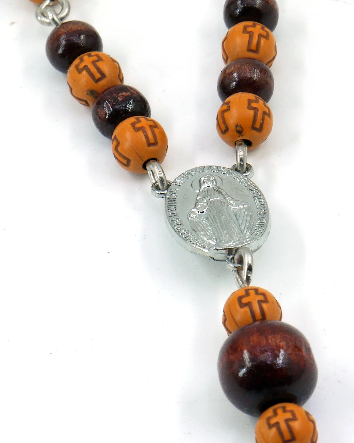 Holy Cross Pendant | Natural Wooden & Acrylic Cross Bead Hanging | Car Rearview Mirror Ornament | Blessings | Faith | Hope