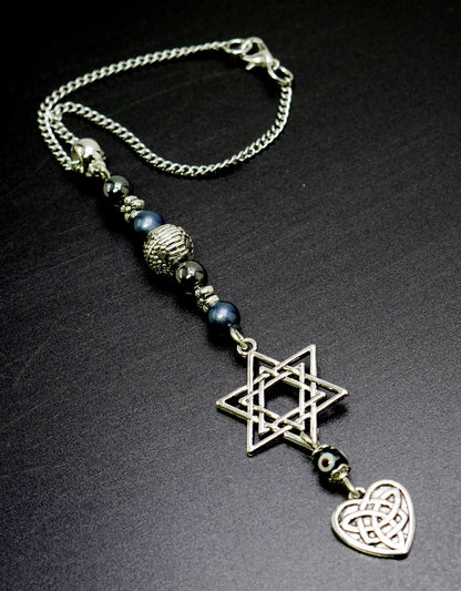 Evil Eye Protection | Star of David protection Amulet | Endless Knot Star of David for Blessing Good Luck Protection Hanging for Home or Car