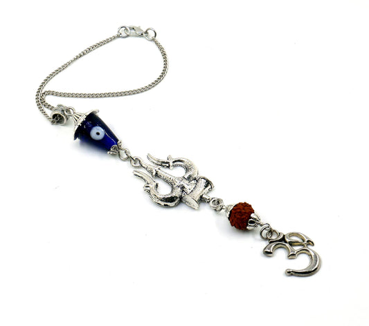 Lord Shiva Trishul and Damroo Pendant Evil Eye Hanging-Lord Shiva/Mahadev Trishul & OM Pendant Evil Eye Protection Door Knob Hanging