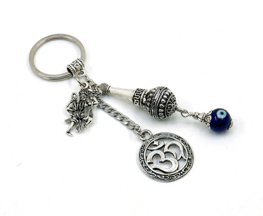 Evil Eye Protection Hanumanji & Beautiful Desined Hanumanji ke Gada Charms with Divine OM Charm-Divine Combination Charms for Good Luck
