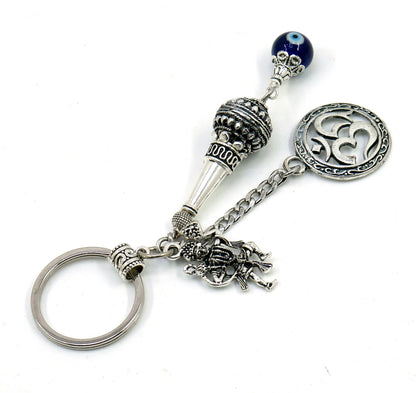 Evil Eye Protection Hanumanji & Beautiful Desined Hanumanji ke Gada Charms with Divine OM Charm-Divine Combination Charms for Good Luck