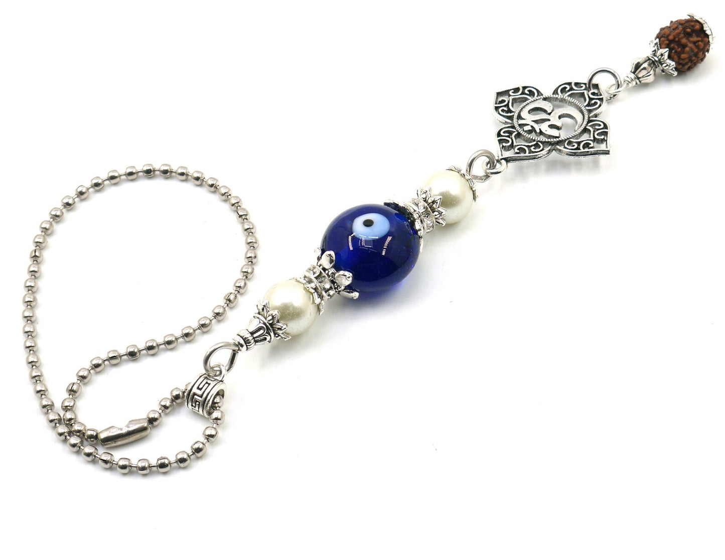 OM & Lord Shiva Evil Eye Protection Car Rear View Mirror Ornament-Evil Eye Protection Handbag Hanging-Good Luck and Protection Car Charms