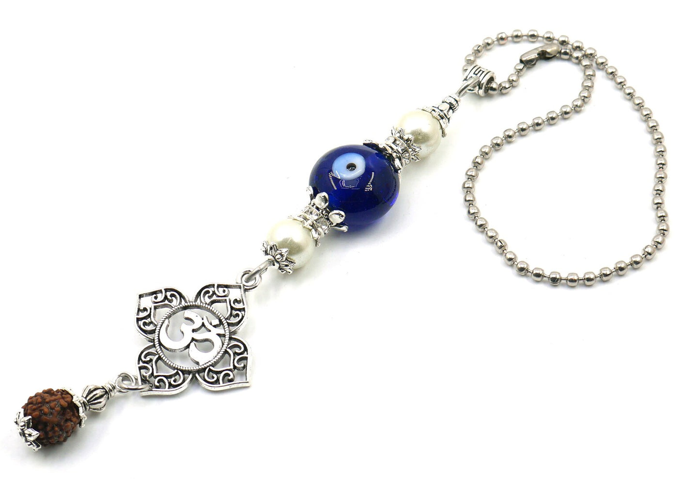 OM & Lord Shiva Evil Eye Protection Car Rear View Mirror Ornament-Evil Eye Protection Handbag Hanging-Good Luck and Protection Car Charms