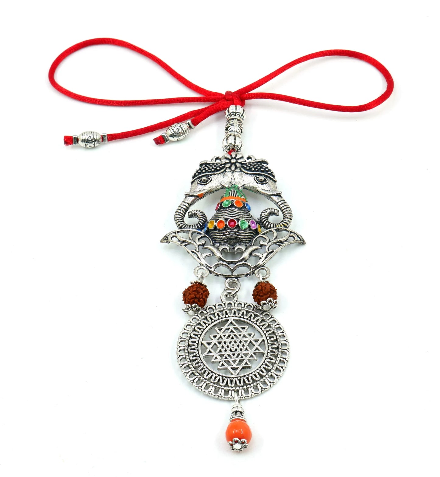 Very Rare Mangal Kalash Yantra Hanging | Mangal Kalash with Gajraj (Good Luck & Prosperity Elephants) and Sri Yantra | Prosperity Yantra