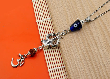 Lord Shiva Trishul and Damroo Pendant Evil Eye Hanging-Lord Shiva/Mahadev Trishul & OM Pendant Evil Eye Protection Door Knob Hanging