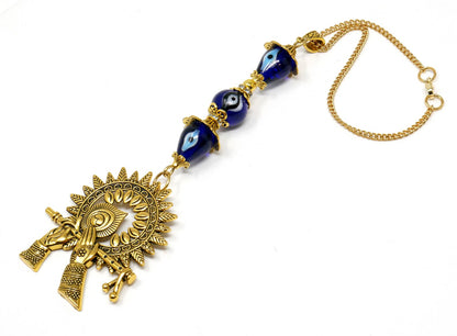 Lord Krishna Playing Flute Evil Eye Protection Hanging, Lord Krishna , Kanha with flute Blessings and Protection Amulet, Hindu God Pendant