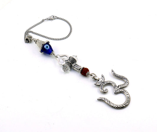 Evil Eye Protection Divine OM & Shiva Trishul Damroo Hanging for Car Rear View Mirror/Door/Business/Office-Nazar Protection