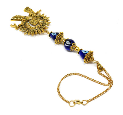 Lord Krishna Playing Flute Evil Eye Protection Hanging, Lord Krishna , Kanha with flute Blessings and Protection Amulet, Hindu God Pendant