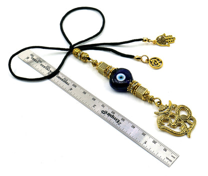 OM | Evil Eye Protection | Antique Gold Plated | Car Rearview Mirror Ornament | Good Luck | Positive Vibes | Positive Vibrations