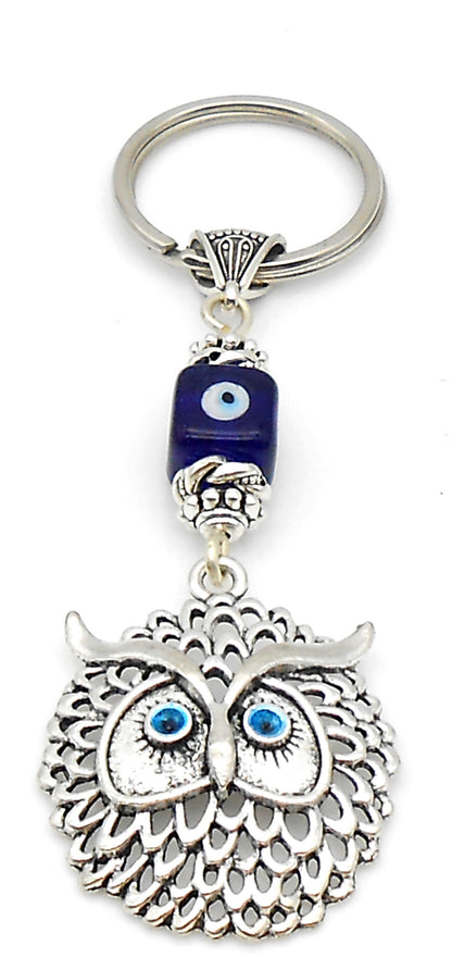 Owl | Evil Eye Protection | Car Mirror Charm Ornament | Lucky Owl Key Ring for Good Luck | Positive Vibes | Intuition Power | Inner Wisdom