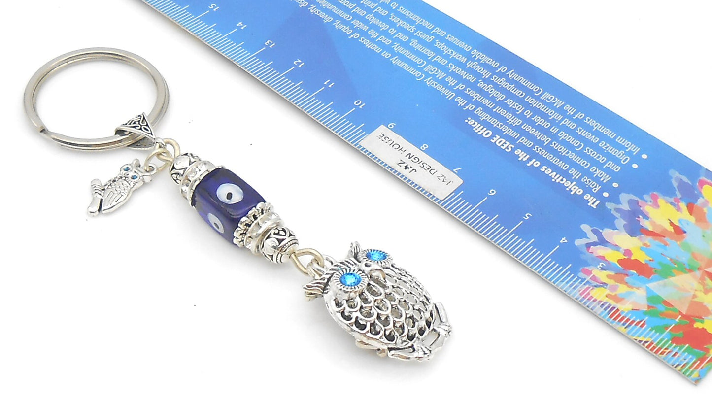 Evil Eye, Evil Eye Protection, Cute OWL Hanging in Antique Golden Colour for Home Wall/Office/Door/Car/Hand Bag for Good Luck & Prosperity