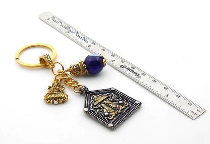 Evil Eye Protection, Spiritual Goddess Charan Paduka Pendant & Maa Laxmi Charm Key Ring, Hindu Goddess of Wealth Lakshmi Holy Charan Paduka