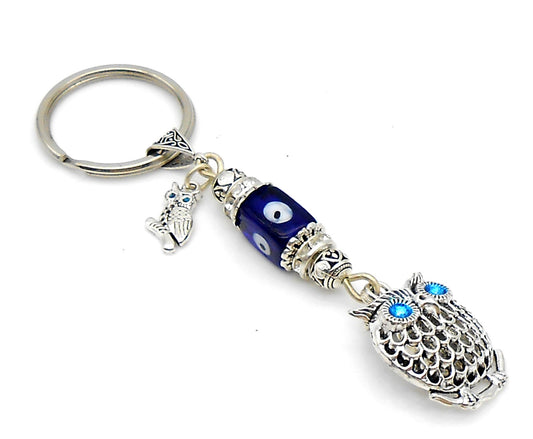 Evil Eye, Evil Eye Protection, Cute OWL Hanging in Antique Golden Colour for Home Wall/Office/Door/Car/Hand Bag for Good Luck & Prosperity