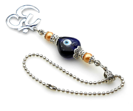 Evil Eye Protection, Divine OM Car Rear View Mirror Ornament-Handbag Hanging for Evil Eye Protection Amulet and Good Luck Protection
