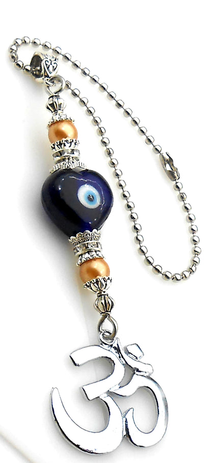 Evil Eye Protection, Divine OM Car Rear View Mirror Ornament-Handbag Hanging for Evil Eye Protection Amulet and Good Luck Protection