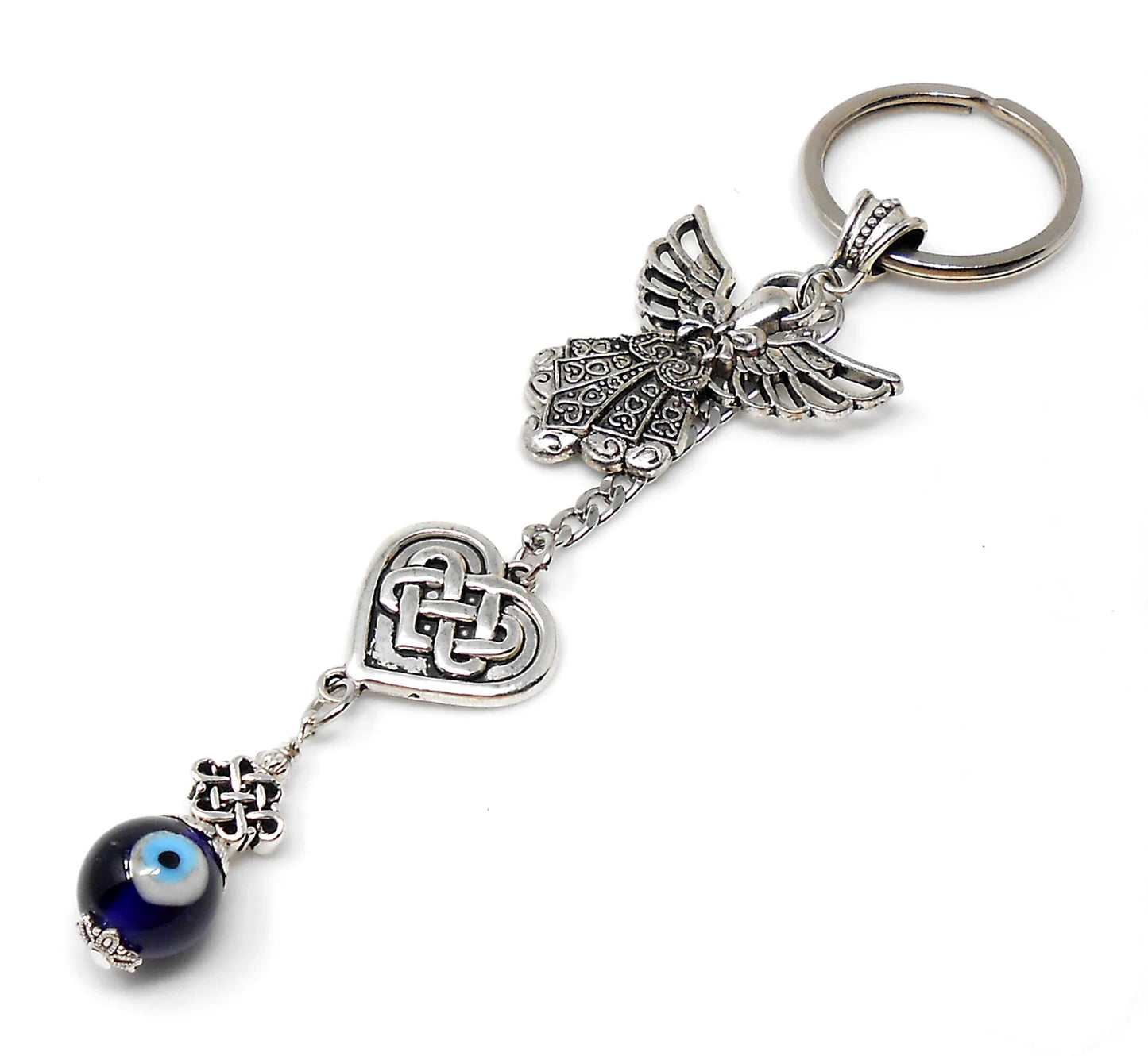 Guardian Angel | Evil Eye Protection | Bag Backpack Ornament | Angel Protection Key Ring | Good Luck Positive Vibes | Positive Vibrations