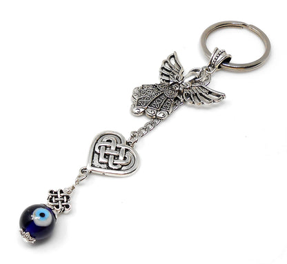Guardian Angel | Evil Eye Protection | Bag Backpack Ornament | Angel Protection Key Ring | Good Luck Positive Vibes | Positive Vibrations