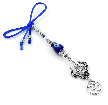Lord Shiva Trishul and Damroo Pendant Evil Eye Hanging-Lord Shiva Trishul-Mahadev Trishul Pendant-Fabulous Antique Silver Door Knob Hanging