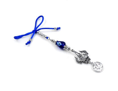 Lord Shiva Trishul and Damroo Pendant Evil Eye Hanging-Lord Shiva Trishul-Mahadev Trishul Pendant-Fabulous Antique Silver Door Knob Hanging